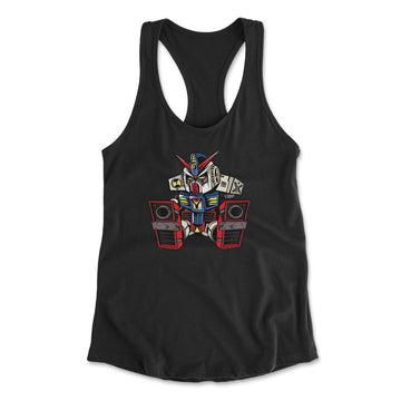 Sleepy Robot Womens Racerback Tank in Black color